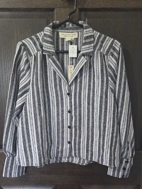 Anthrolpologie saltwater LUXE Vertical Stripe Button-Up Top